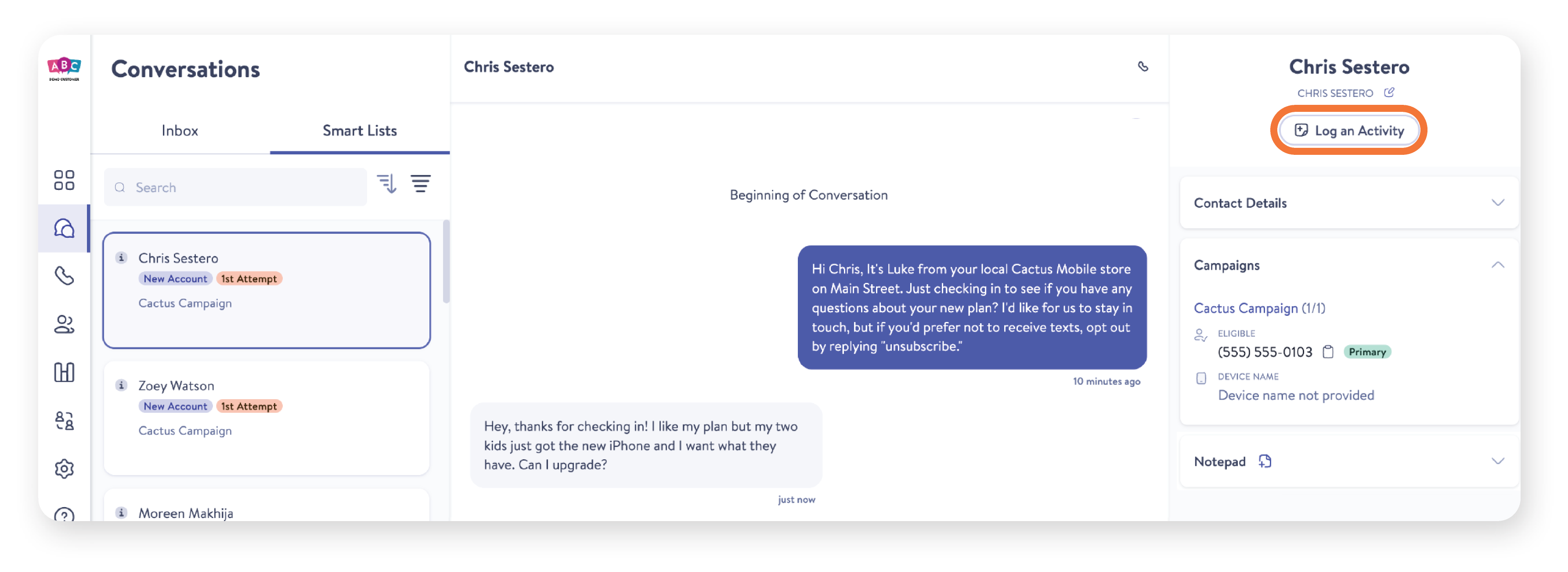 Log an Activity – Knowledge Base